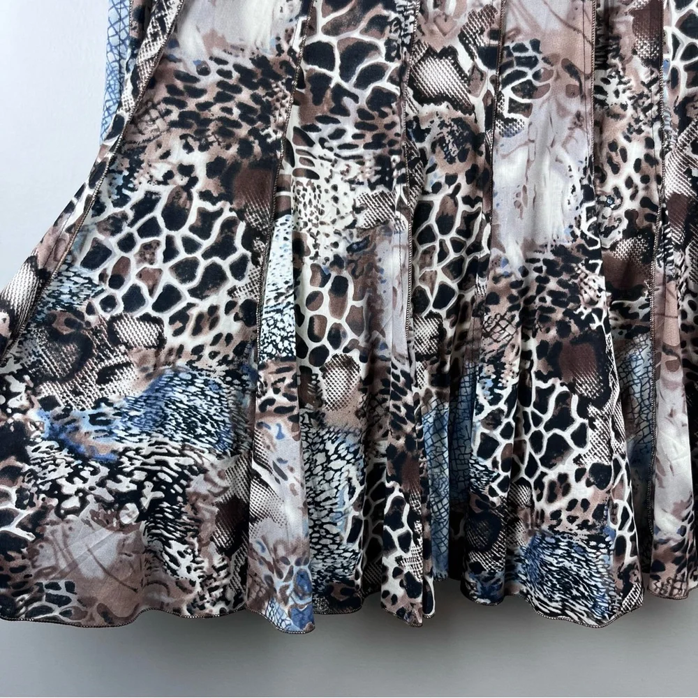 Focus Lifestyle Midi Skirt Animal Print Indie Peasant Festival Boho Pleated 10